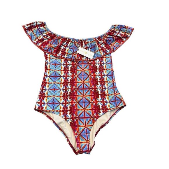 Marie Oliver Other - Marie Oliver Swimsuit Ellery XL Multicolor One Piece Off Shoulder Ruffle $245